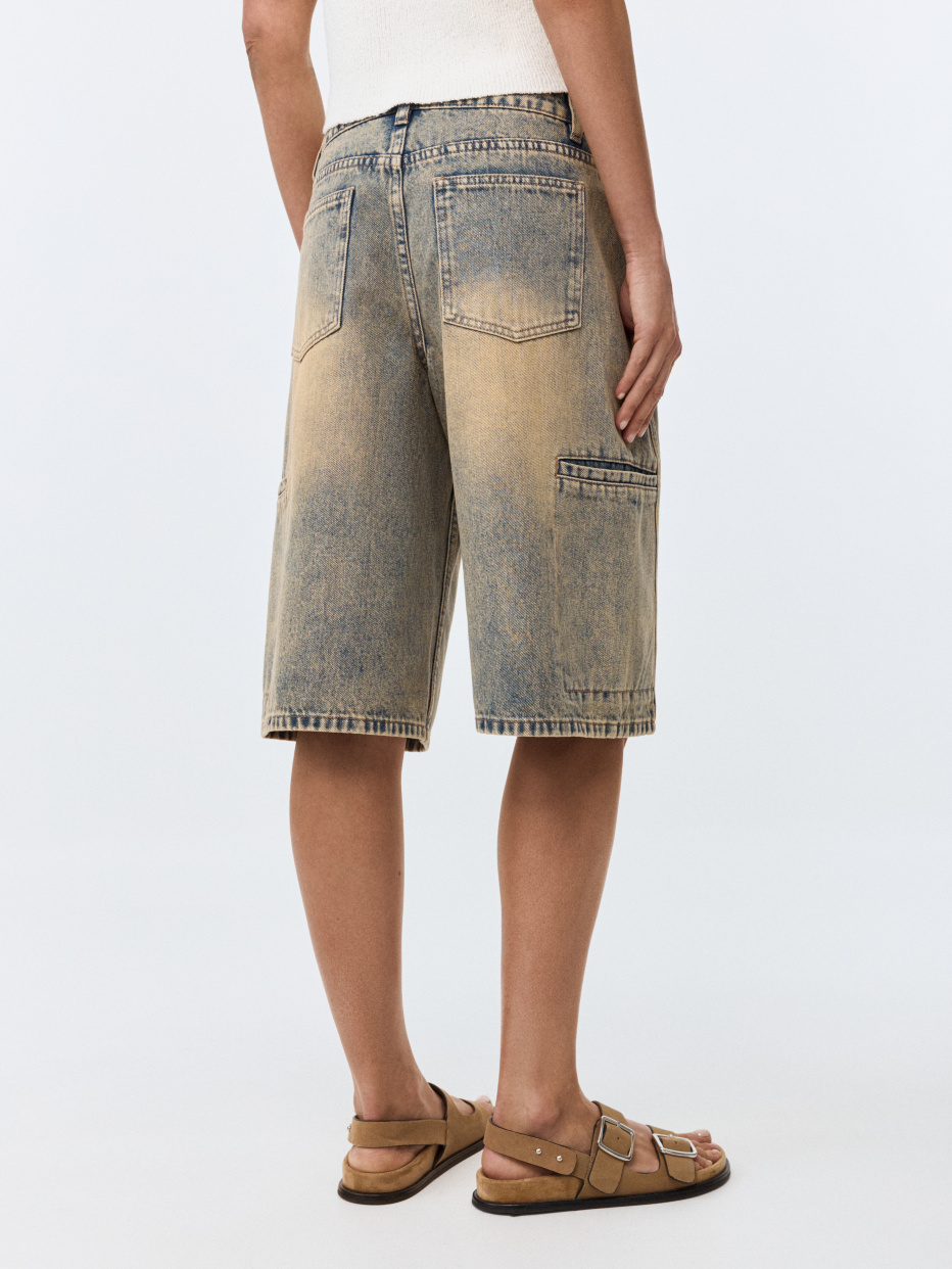 Джинсовые шорты бермуды с накладными карманами, фото - 10