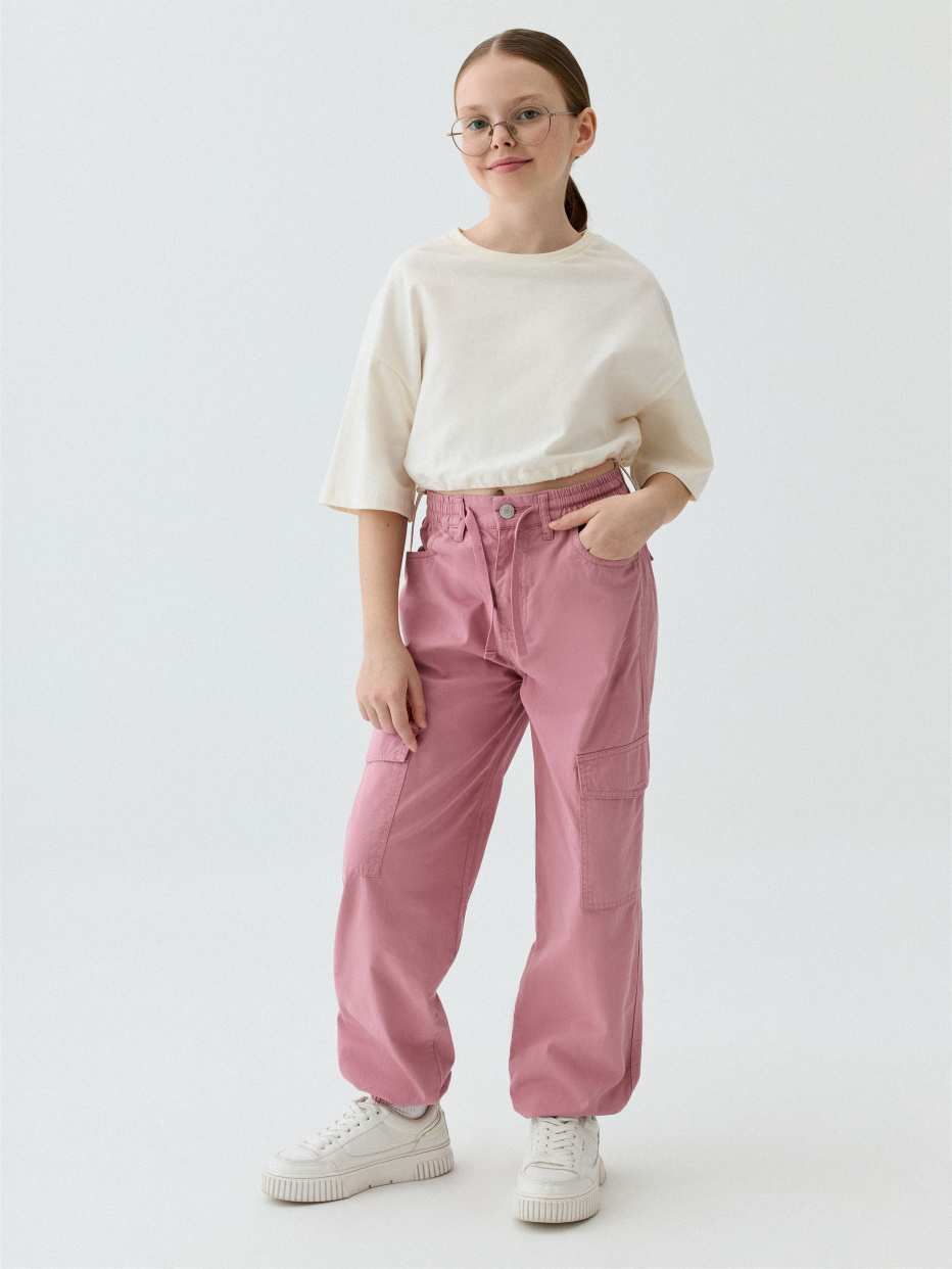Хлопковые брюки карго для девочек, фото - 1