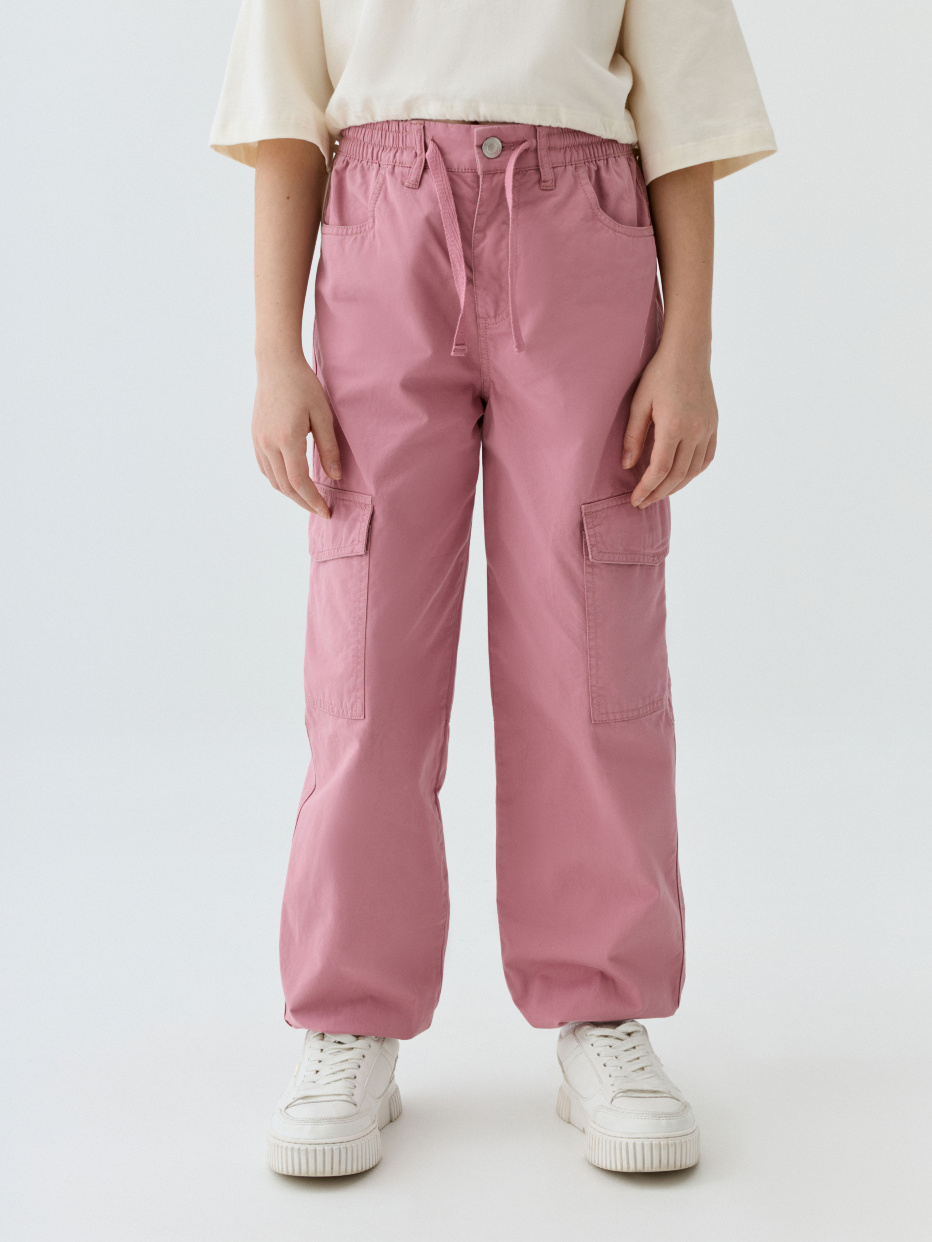 Хлопковые брюки карго для девочек, фото - 2