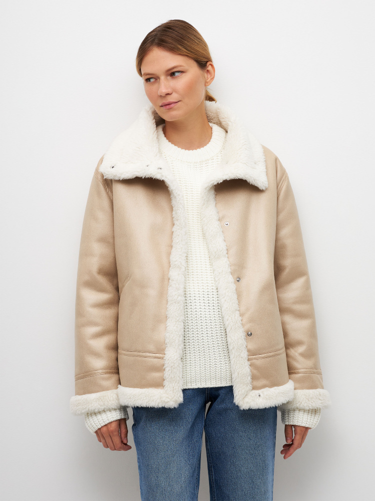 Дубленка из искусственной кожи цвет: бежевый, артикул: 2810011121 ...