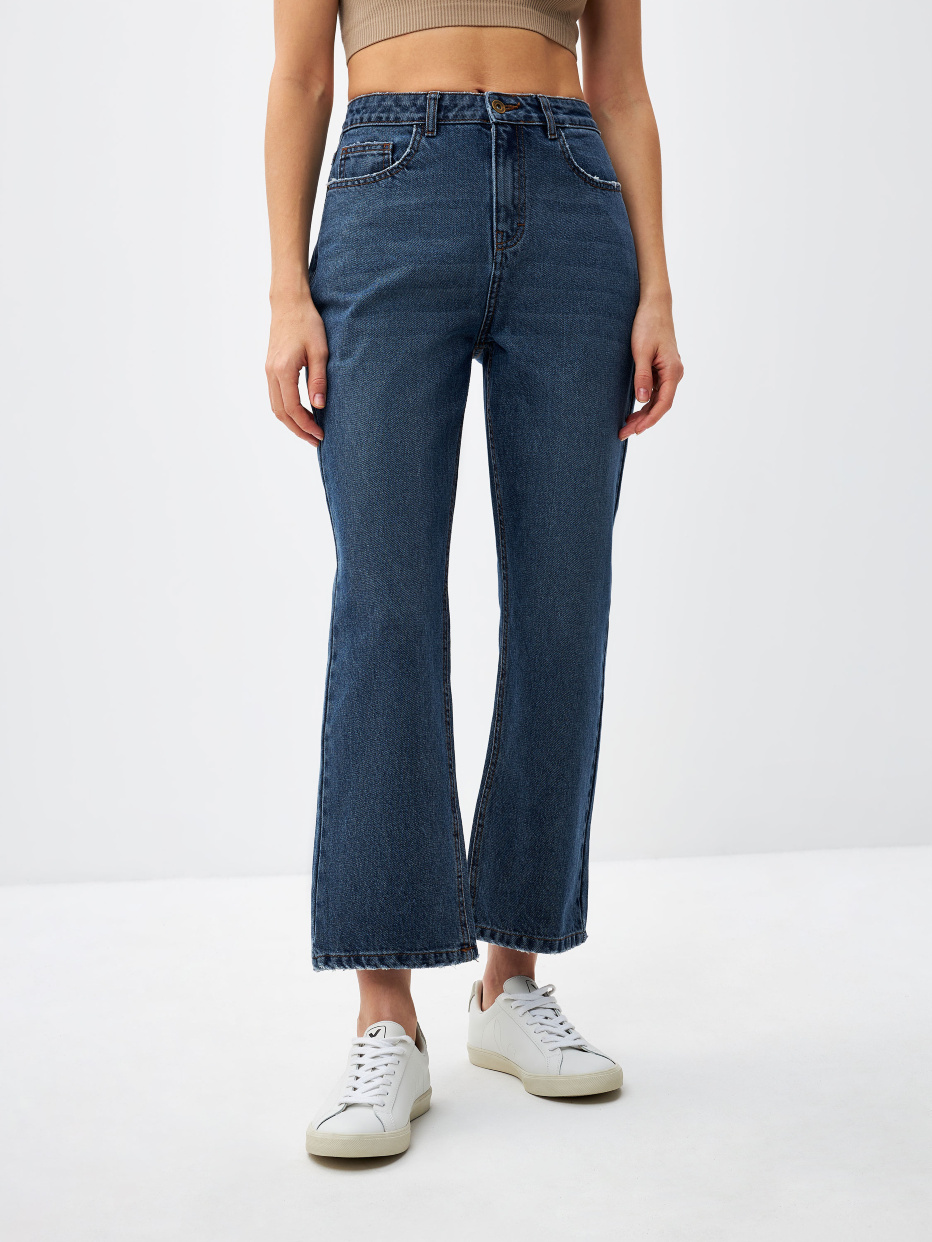 Укороченные джинсы клеш цвет: индиго, артикул: 3801011422 – купить винтернет-магазине sela