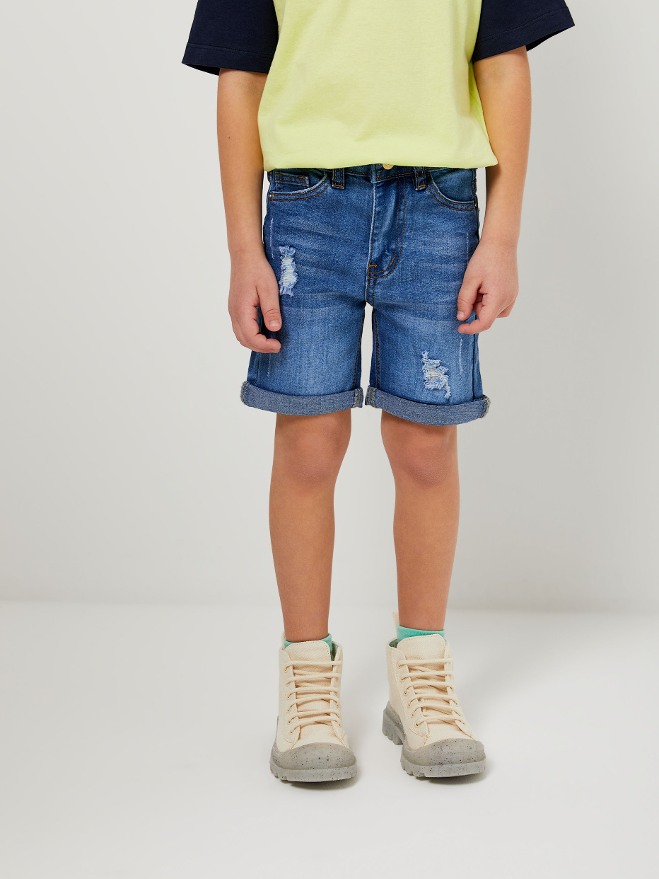 Джинсовые шорты с отворотами для мальчиков, фото - 1