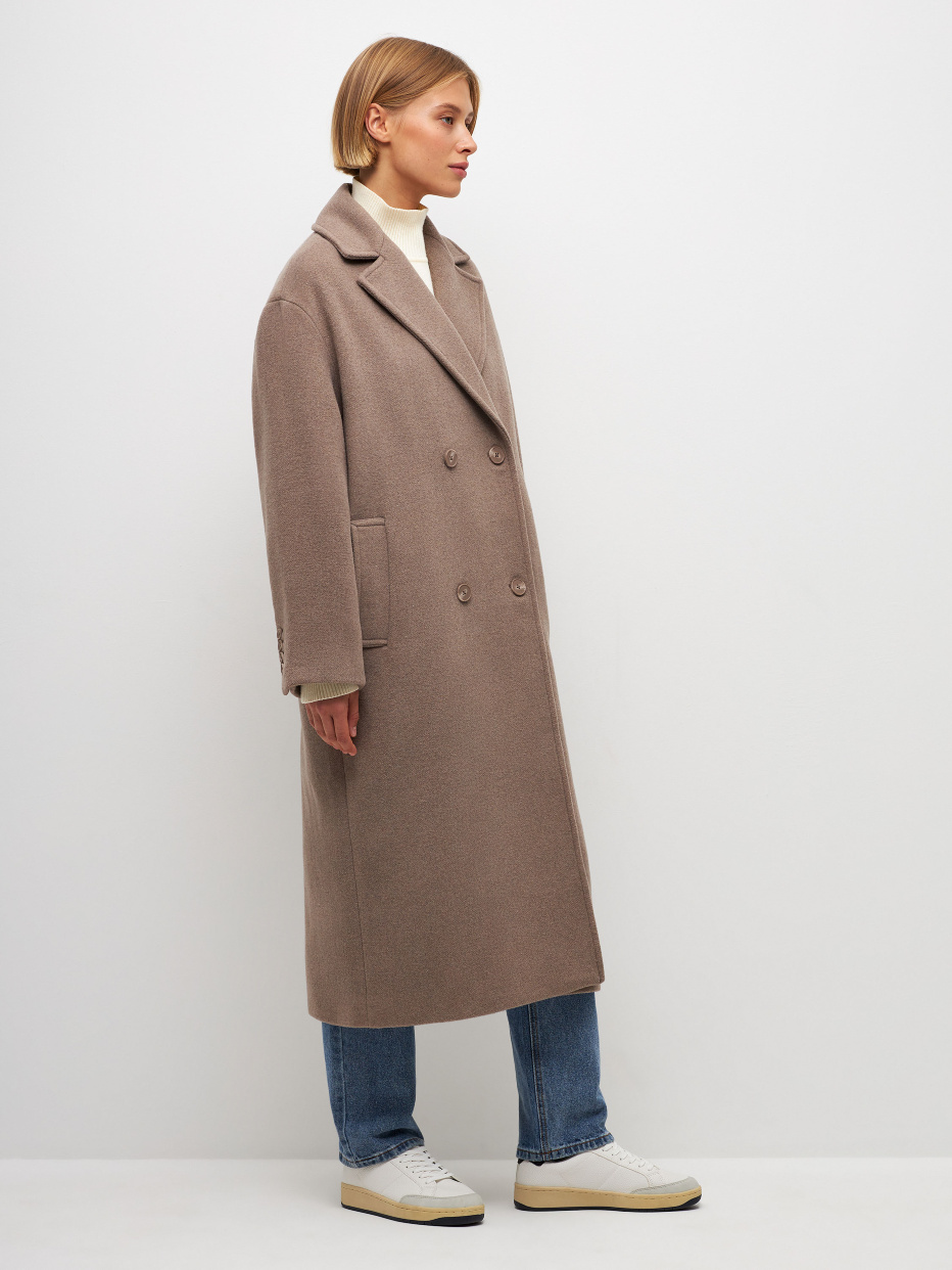Двубортное пальто с добавлением шерсти, фото - 2