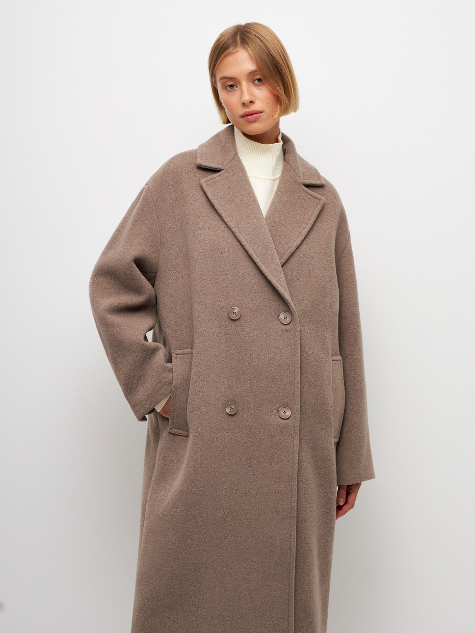Двубортное пальто с добавлением шерсти, фото - 6