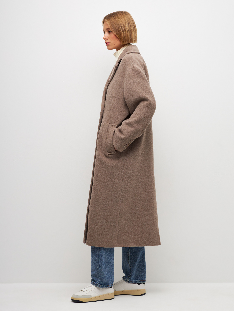 Двубортное пальто с добавлением шерсти, фото - 4