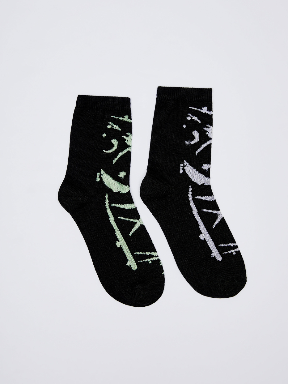Набор из 2 пар носков с флуоресцентным принтом для мальчиков, фото - 1