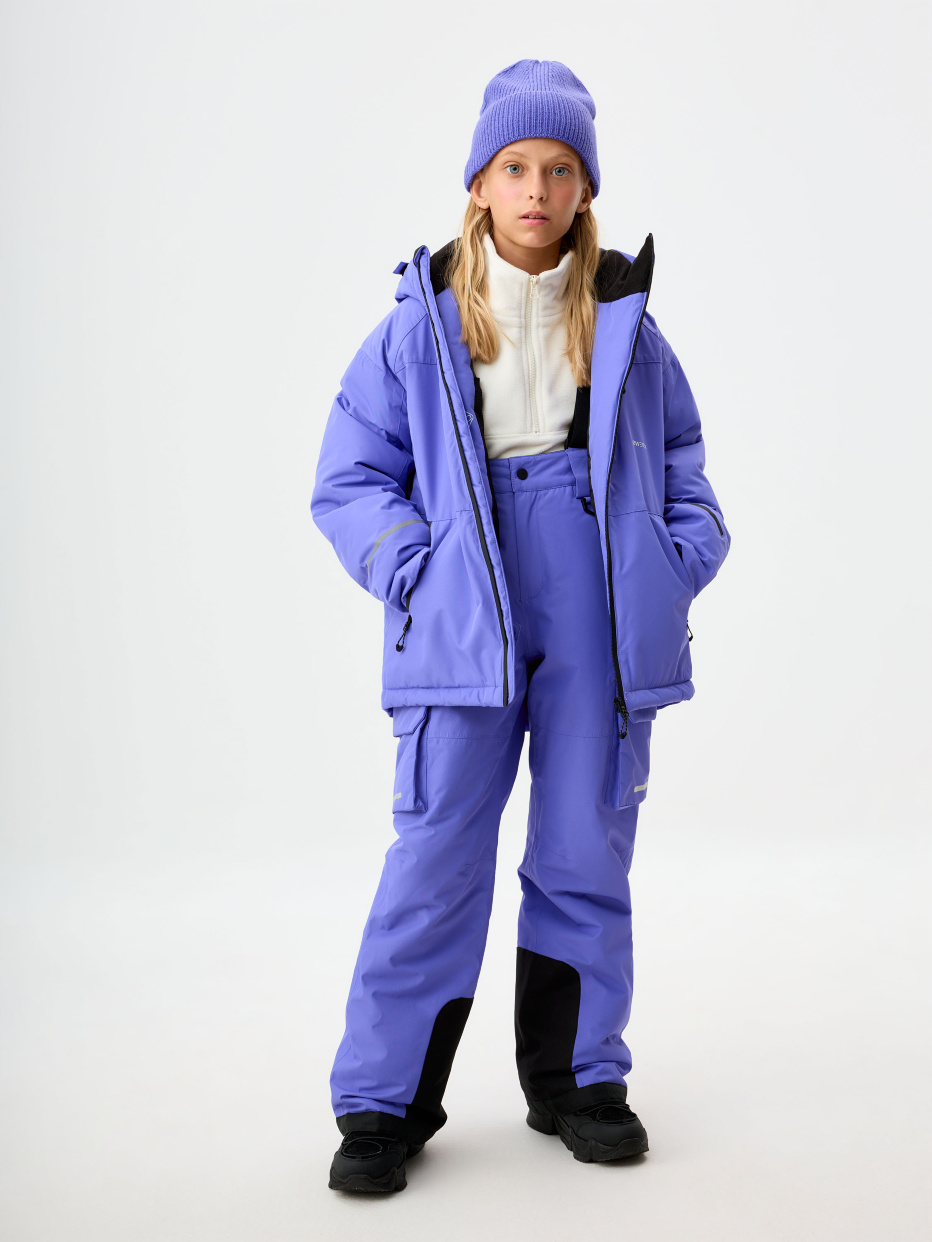 Горнолыжная куртка из технологичной мембраны с лямками для девочек, фото - 4