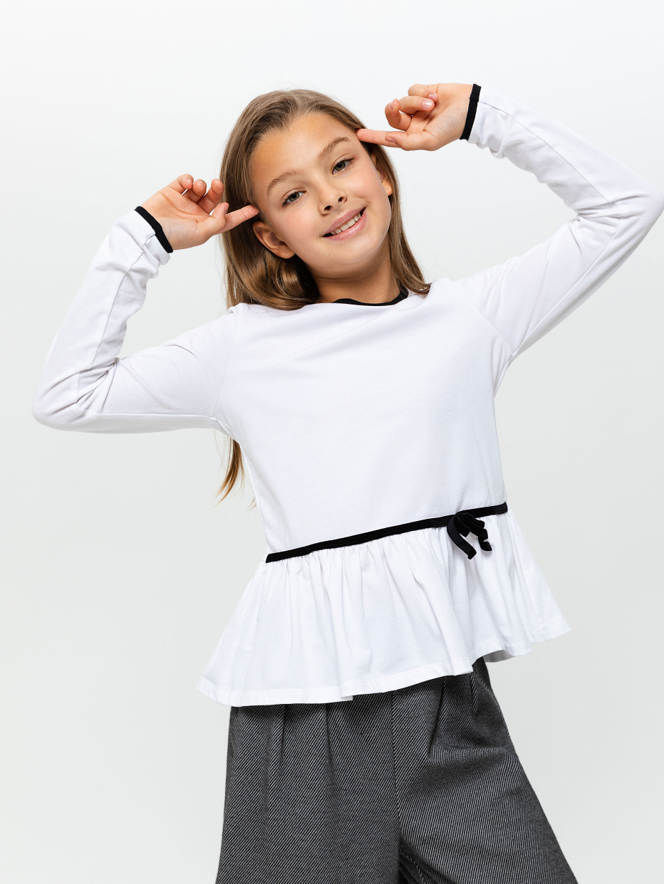 Трикотажная блузка с баской для девочек, фото - 2