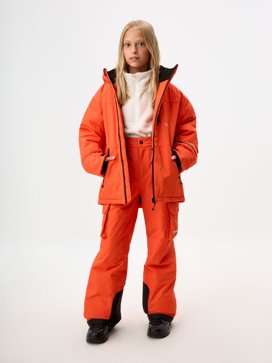 Горнолыжная куртка из технологичной мембраны с лямками для девочек, фото - 3
