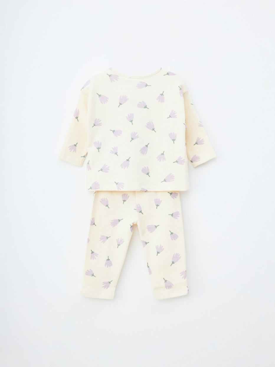 Трикотажная пижама с принтом для малышей, фото - 2