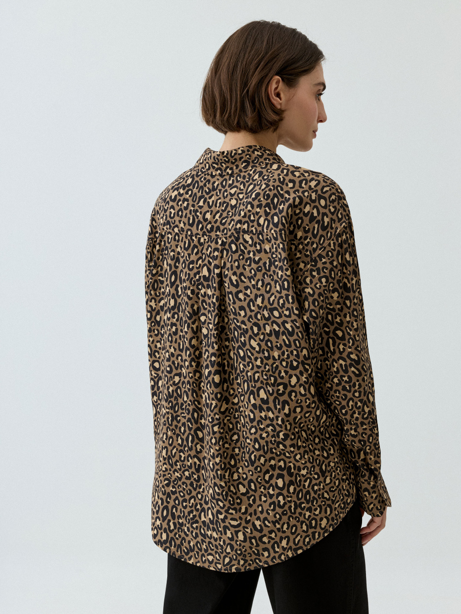 Леопардовая рубашка оверсайз из лиоцелла, фото - 5