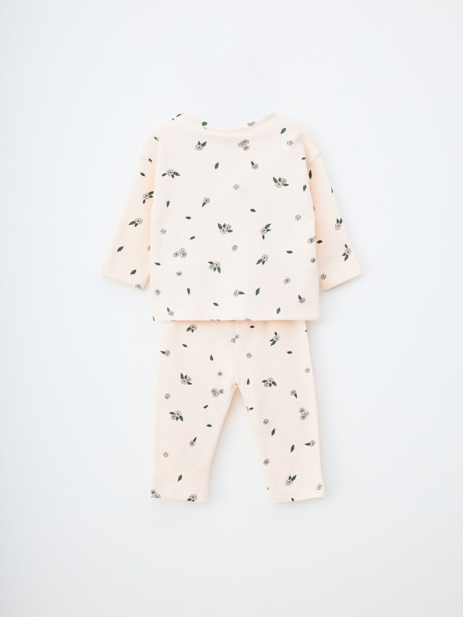 Трикотажная пижама с принтом для малышей, фото - 4