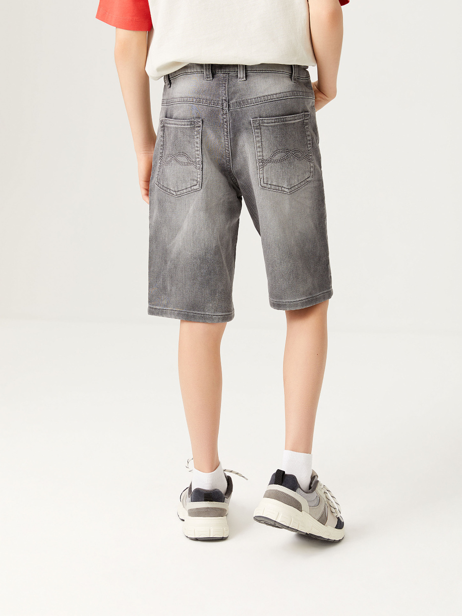 Джинсовые шорты со шнурком на поясе для мальчиков, фото - 4