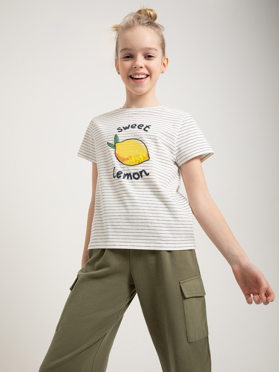 футболка с вышивкой из пайеток для девочек, фото - 2