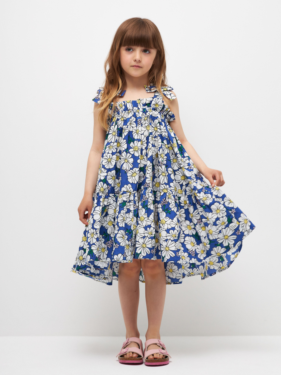 Хлопковое платье на бретелях для девочек, фото - 1