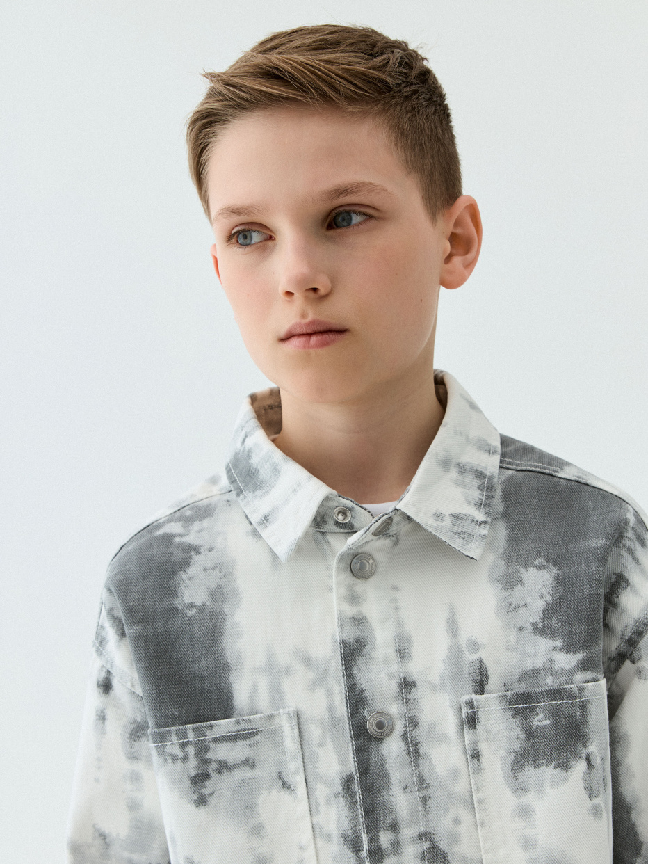 Джинсовая рубашка с принтом для мальчиков, фото - 3