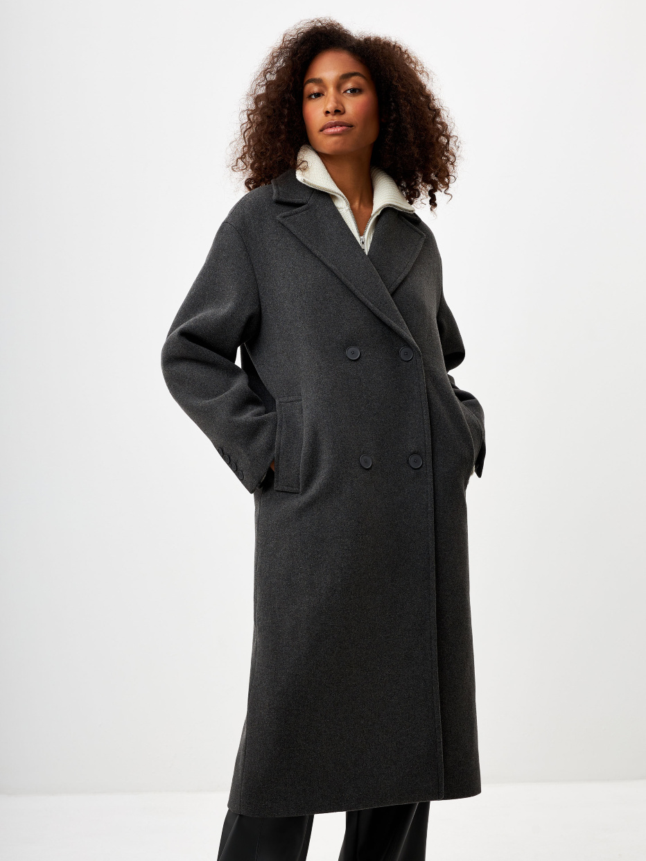 Базовое двубортное пальто из смесовой шерсти, фото - 1