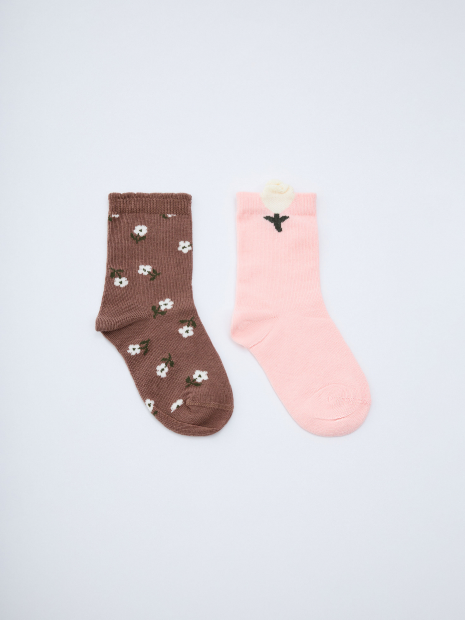 Набор из 2 пар носков с принтом для девочек, фото - 1