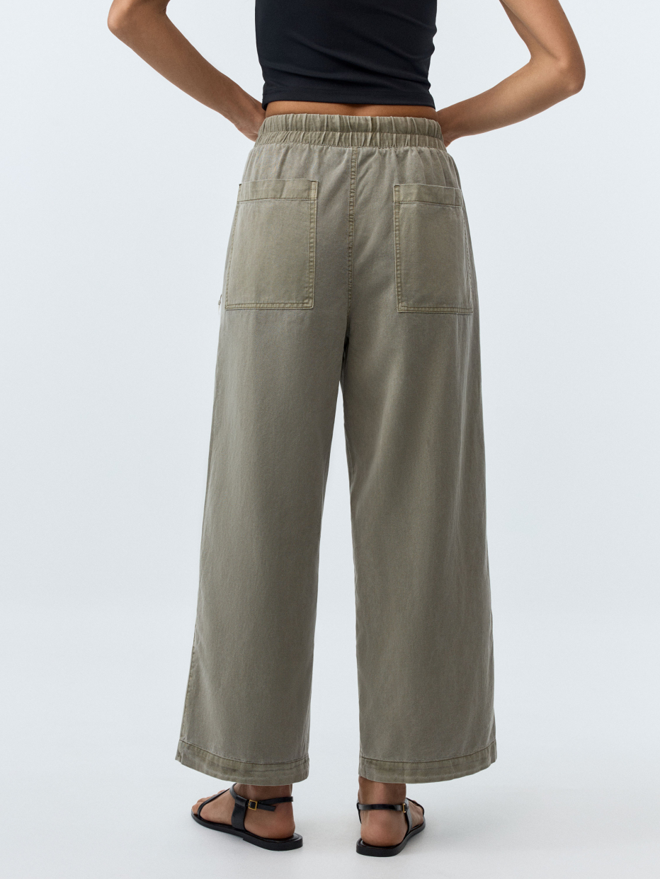Укороченные брюки из смесового тенселя, фото - 3