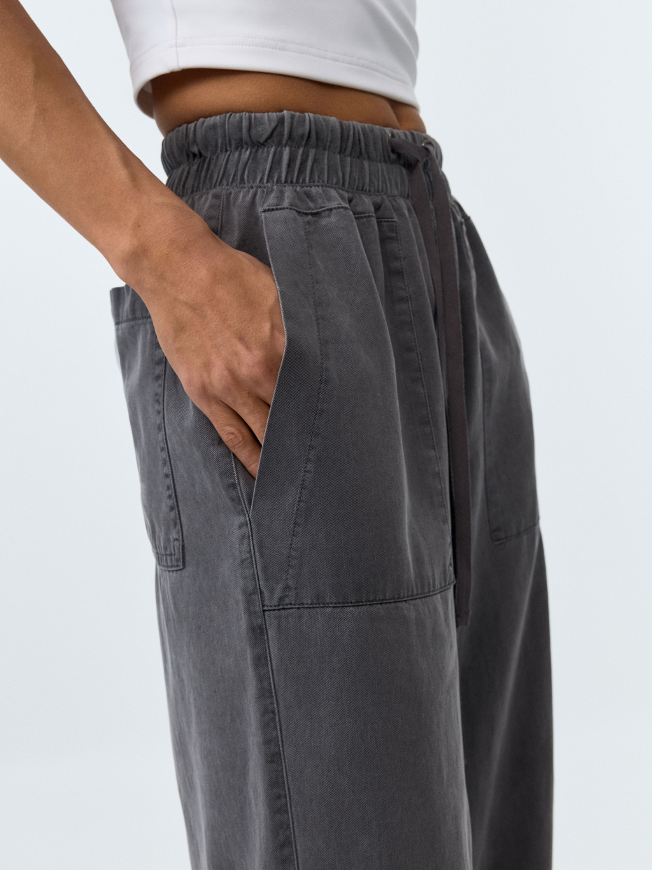 Укороченные брюки из смесового тенселя, фото - 5