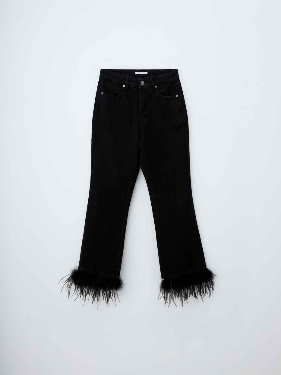 Черные укороченные джинсы с перьями, фото - 9