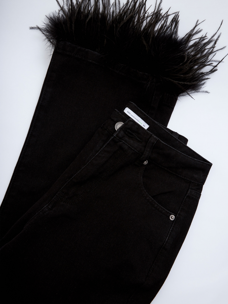 Черные укороченные джинсы с перьями, фото - 10