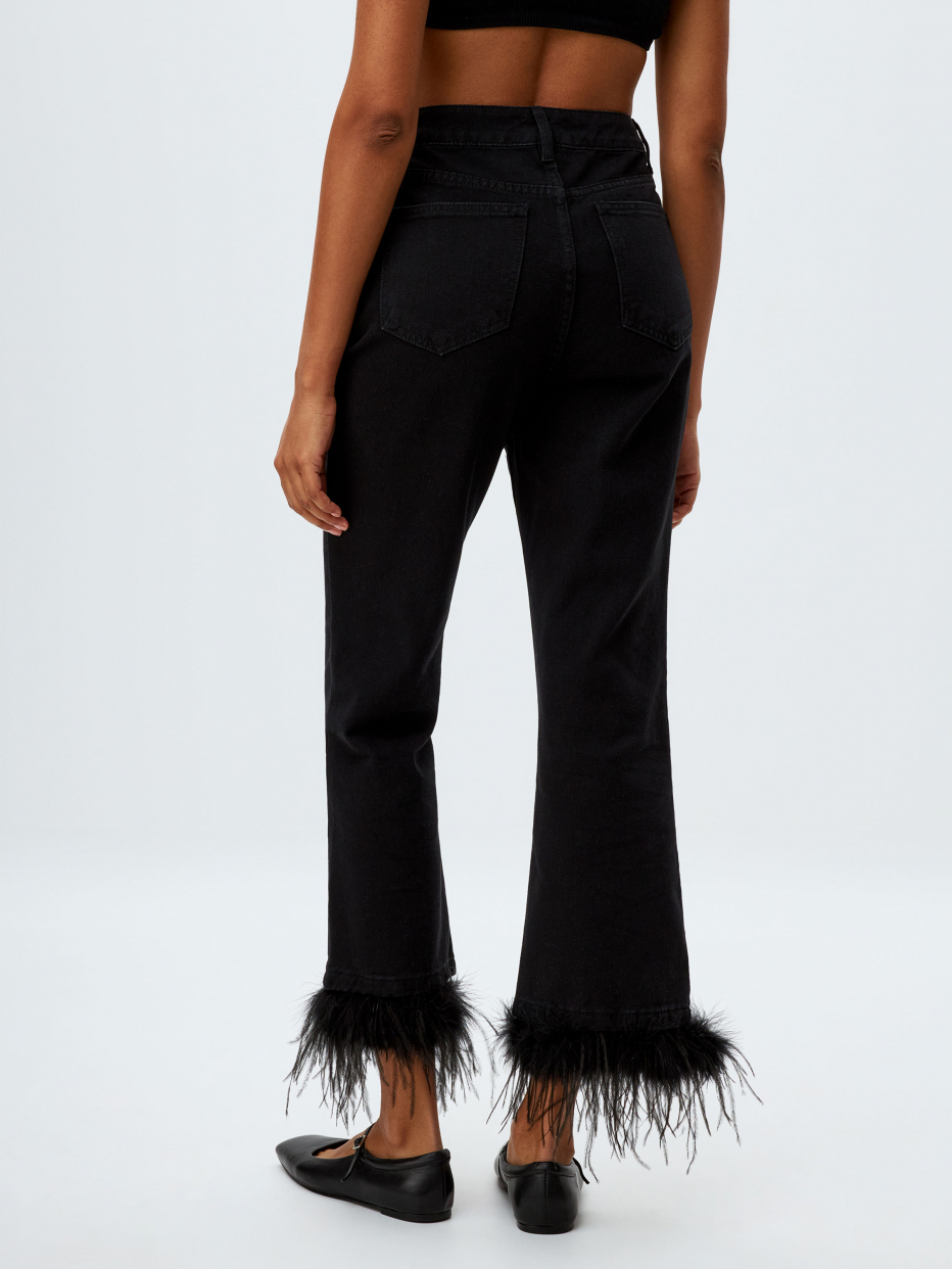 Черные укороченные джинсы с перьями, фото - 4