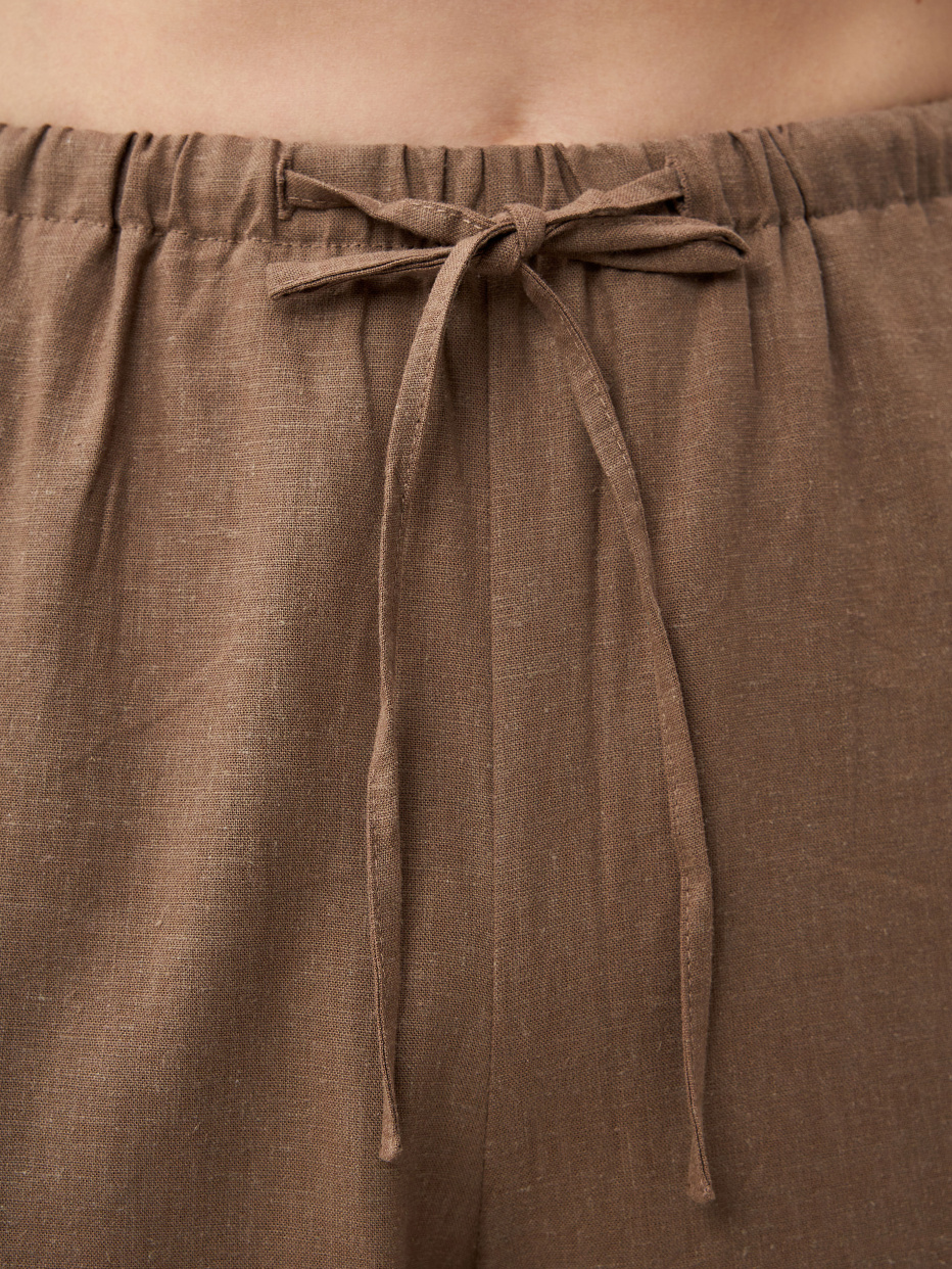 Широкие брюки из смесового льна, фото - 7