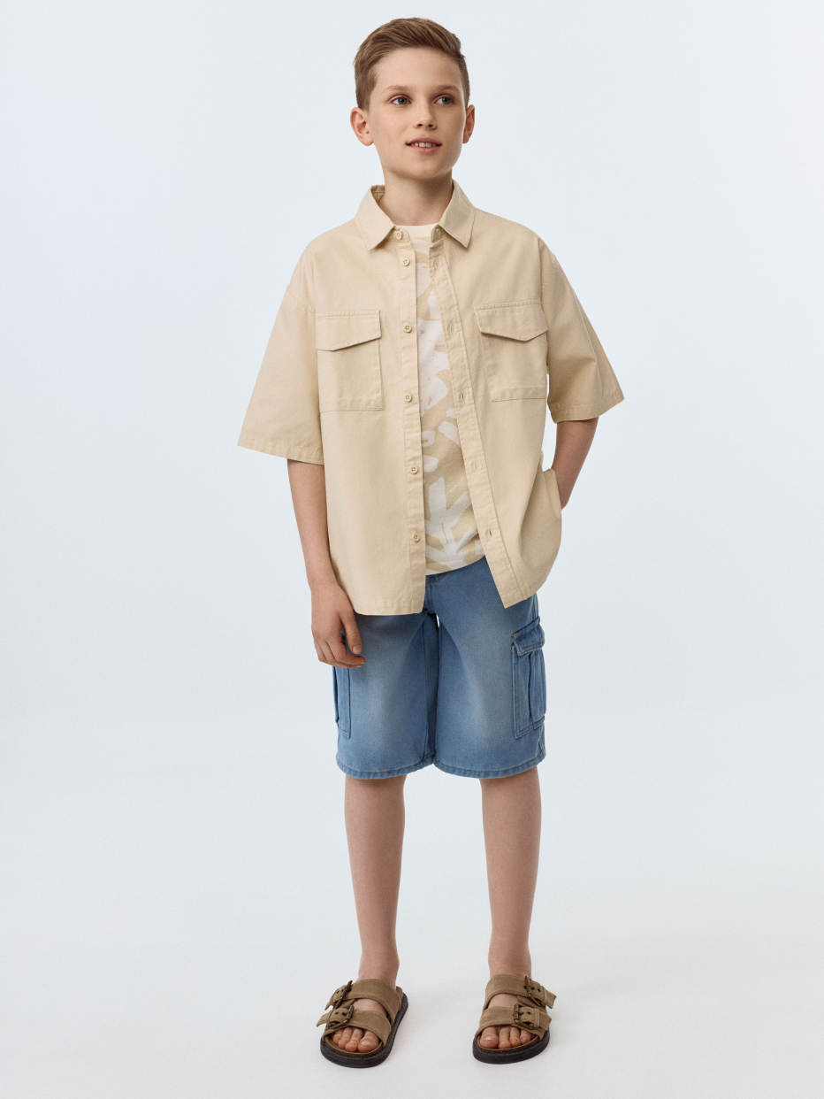 Джинсовые шорты карго для мальчиков, фото - 1