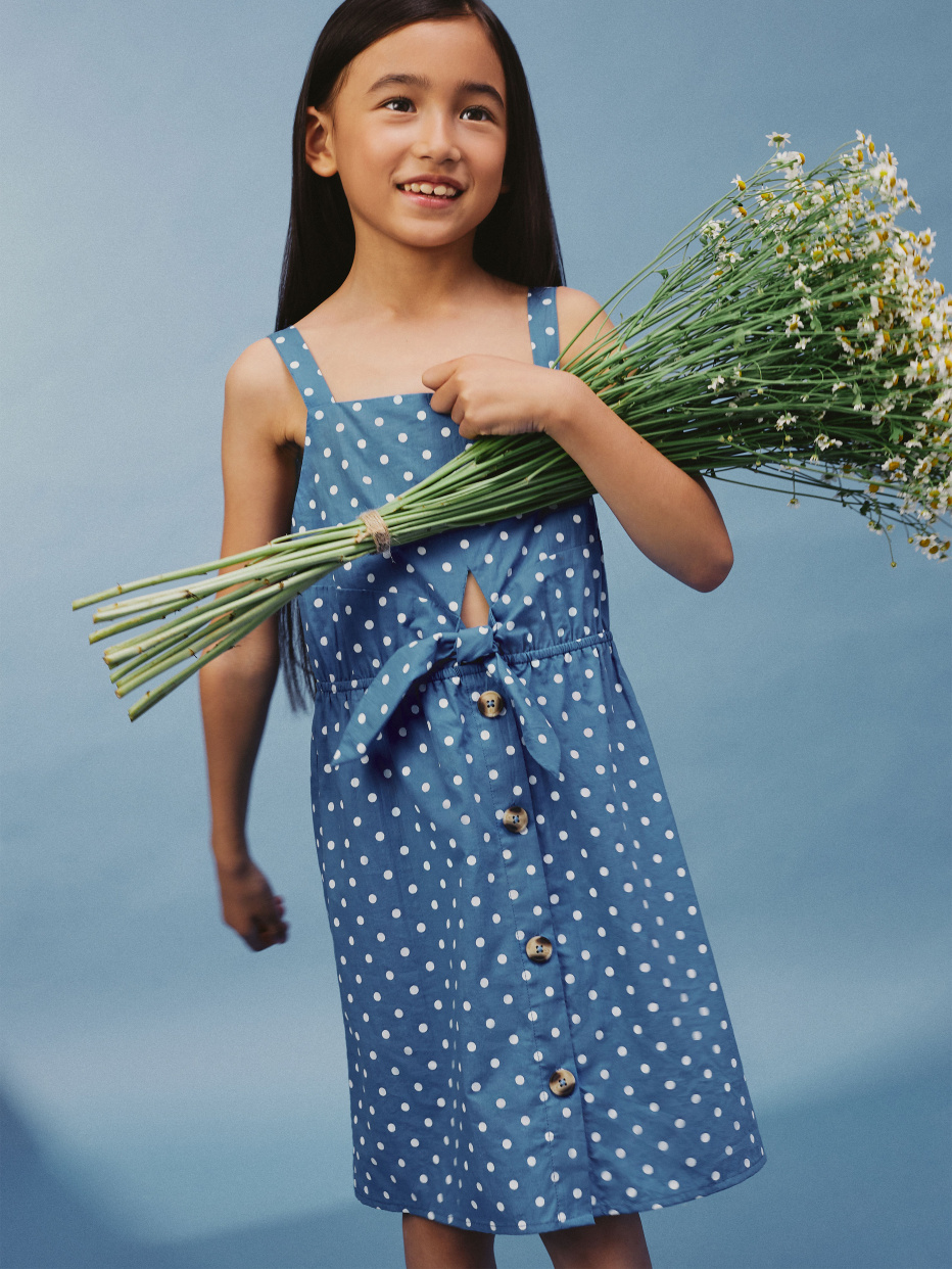 Хлопковое платье с цветочным принтом для девочек, фото - 1