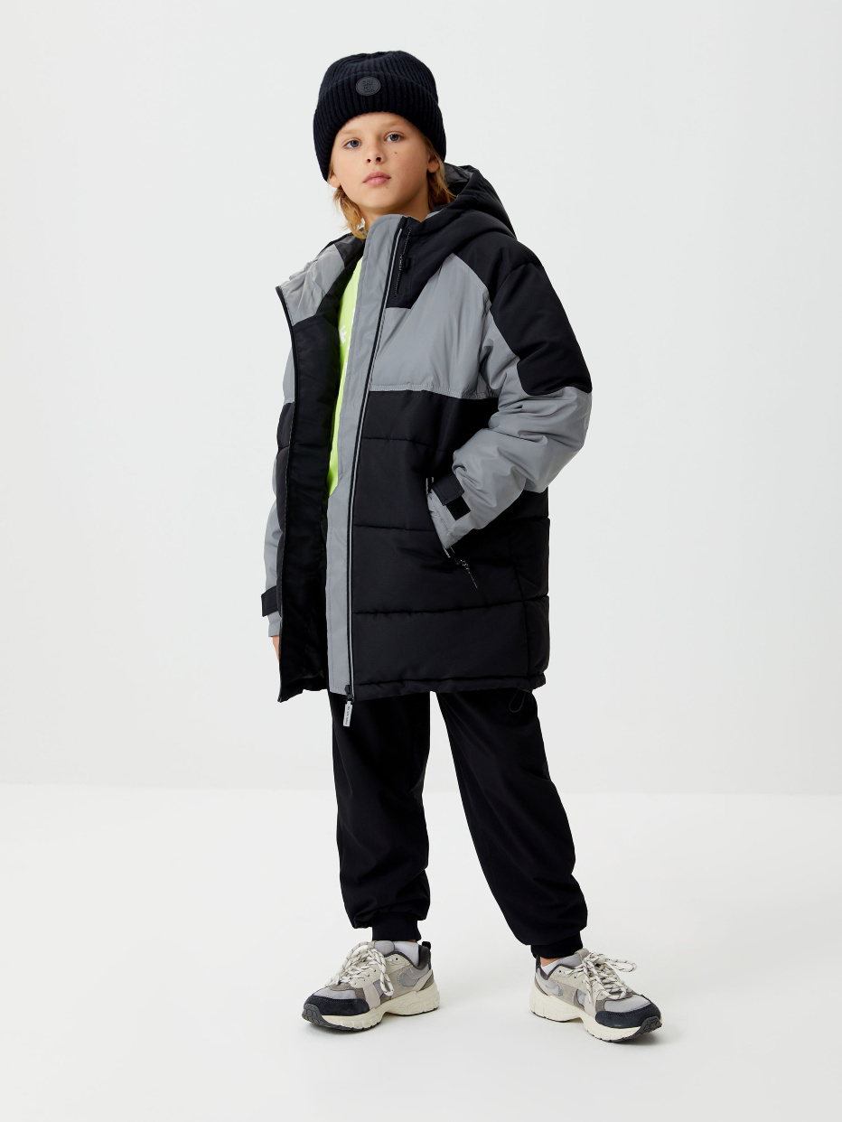 Стеганая куртка со светоотражающими деталями для мальчика, фото - 1