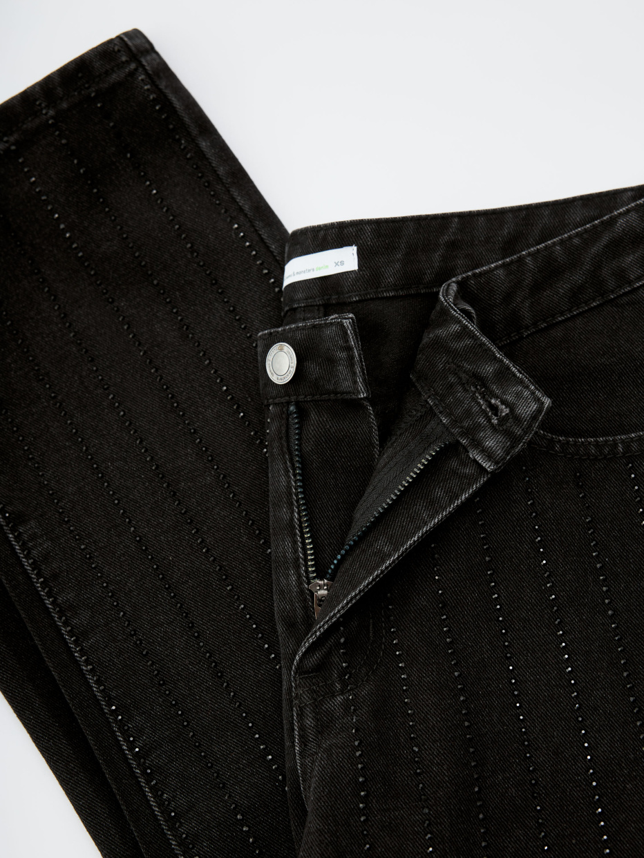 Прямые черные джинсы со стразами, фото - 8