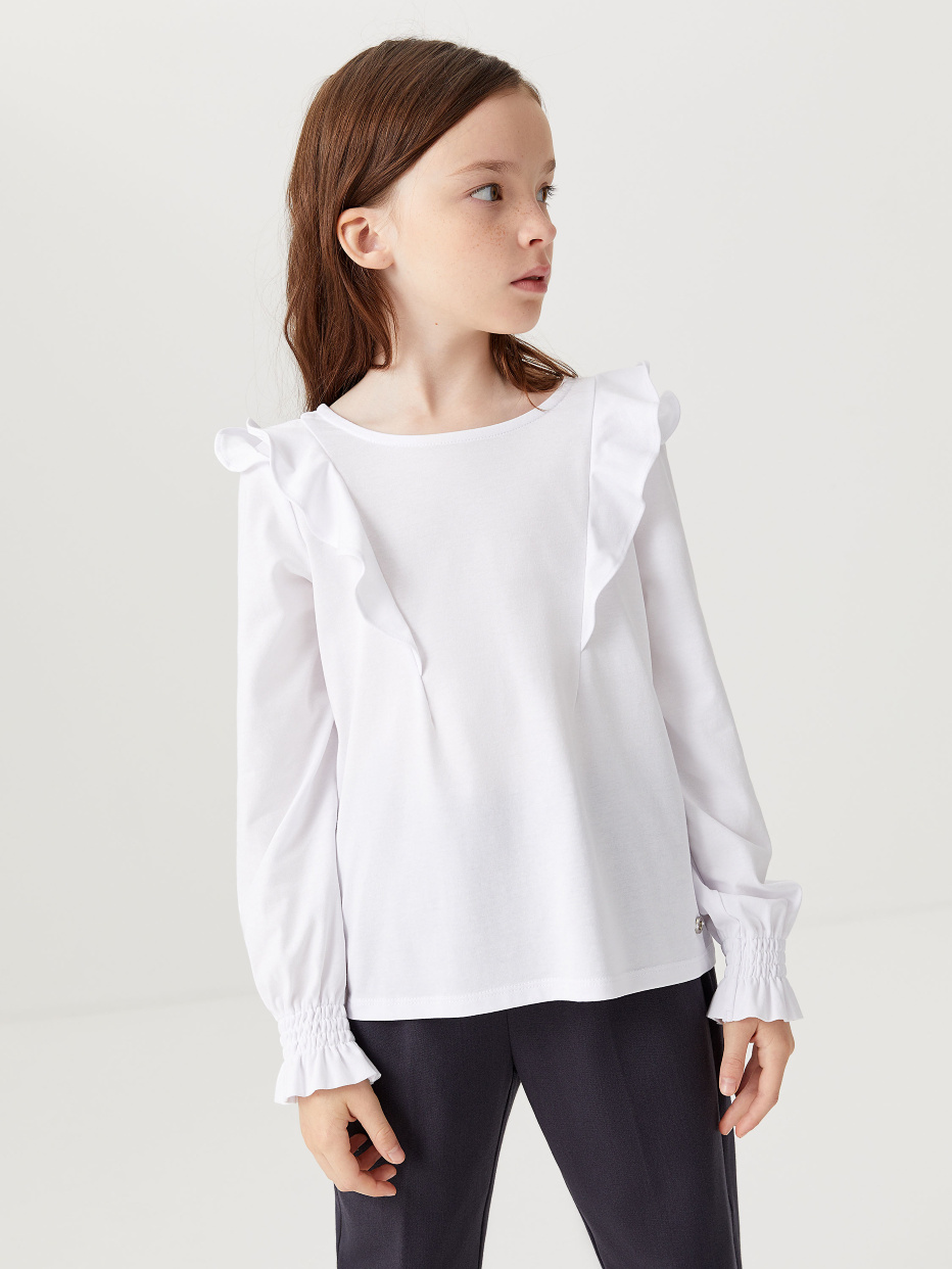 Трикотажная блузка с оборками для девочек, фото - 6