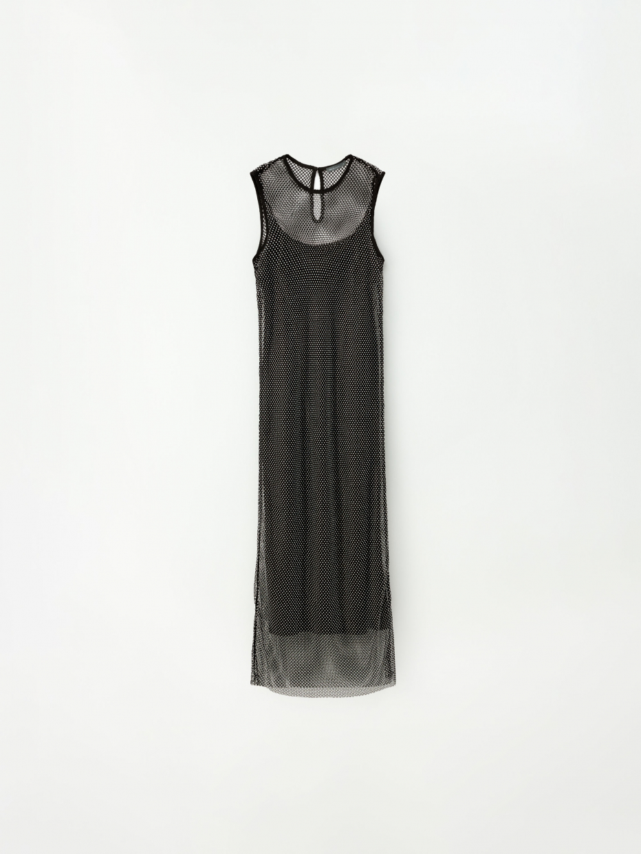 Вечернее двойное платье из сетки со стразами, фото - 10