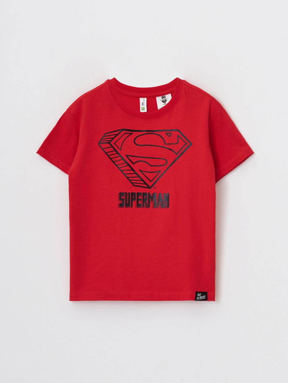 Красная футболка с принтом Superman для мальчиков, фото - 2