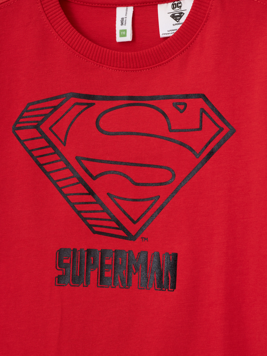 Красная футболка с принтом Superman для мальчиков, фото - 3
