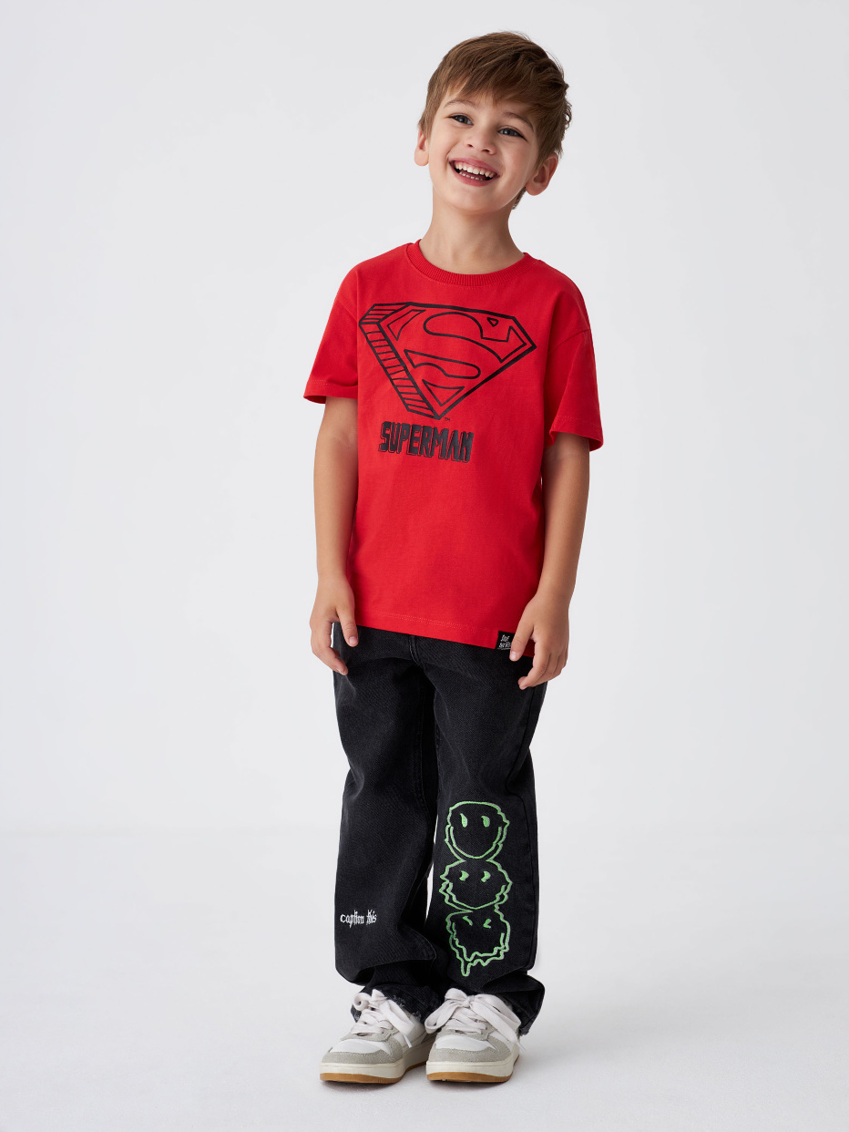 Красная футболка с принтом Superman для мальчиков, фото - 6
