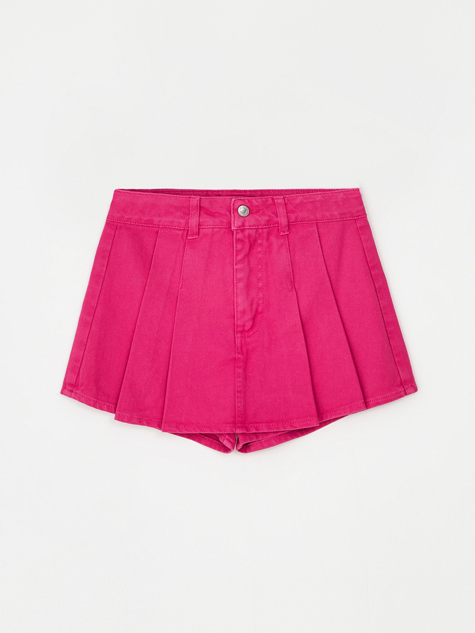 Джинсовая юбка-шорты в складку для девочек, фото - 3