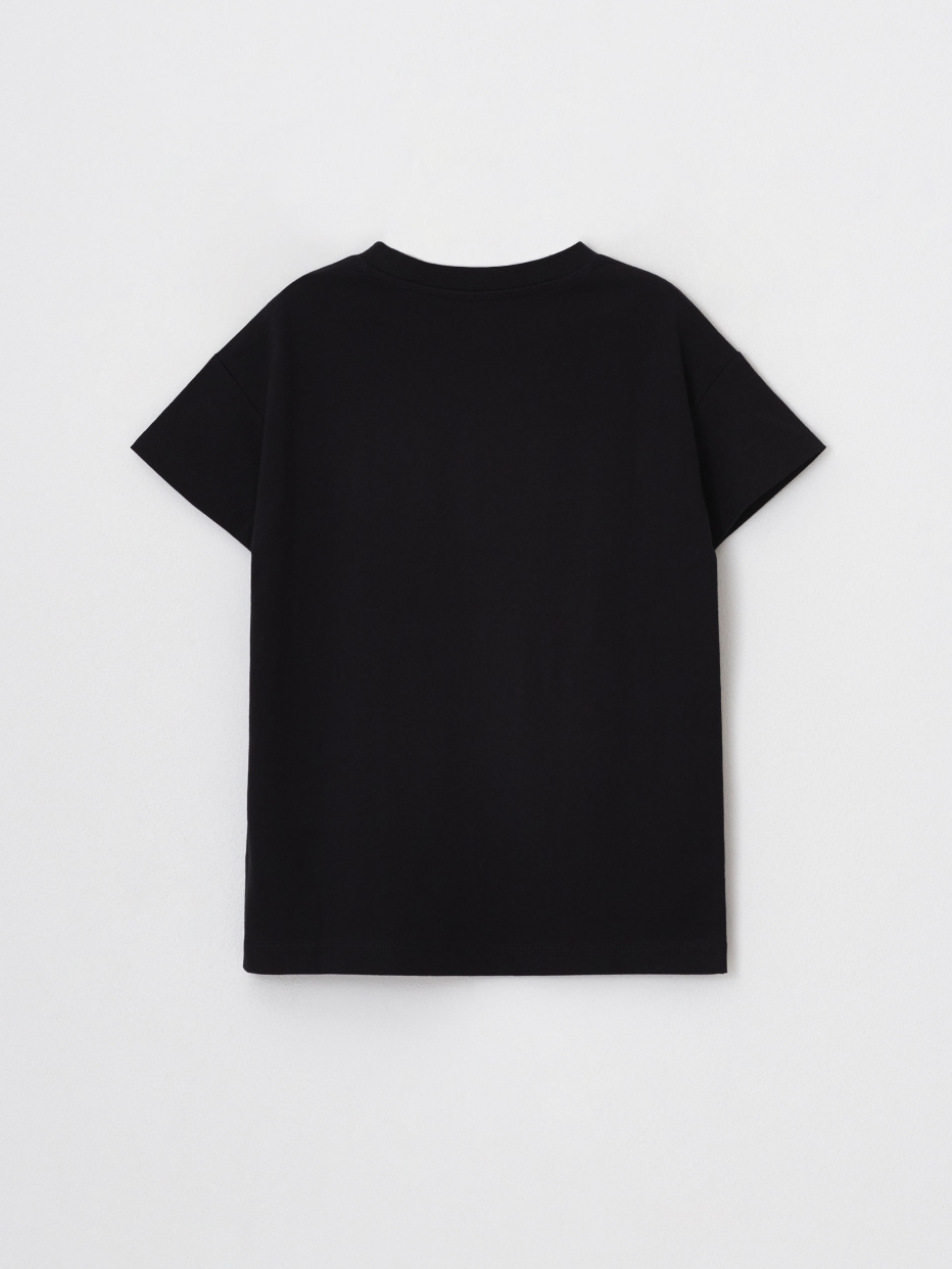 Черная футболка со стразами для девочек, фото - 4
