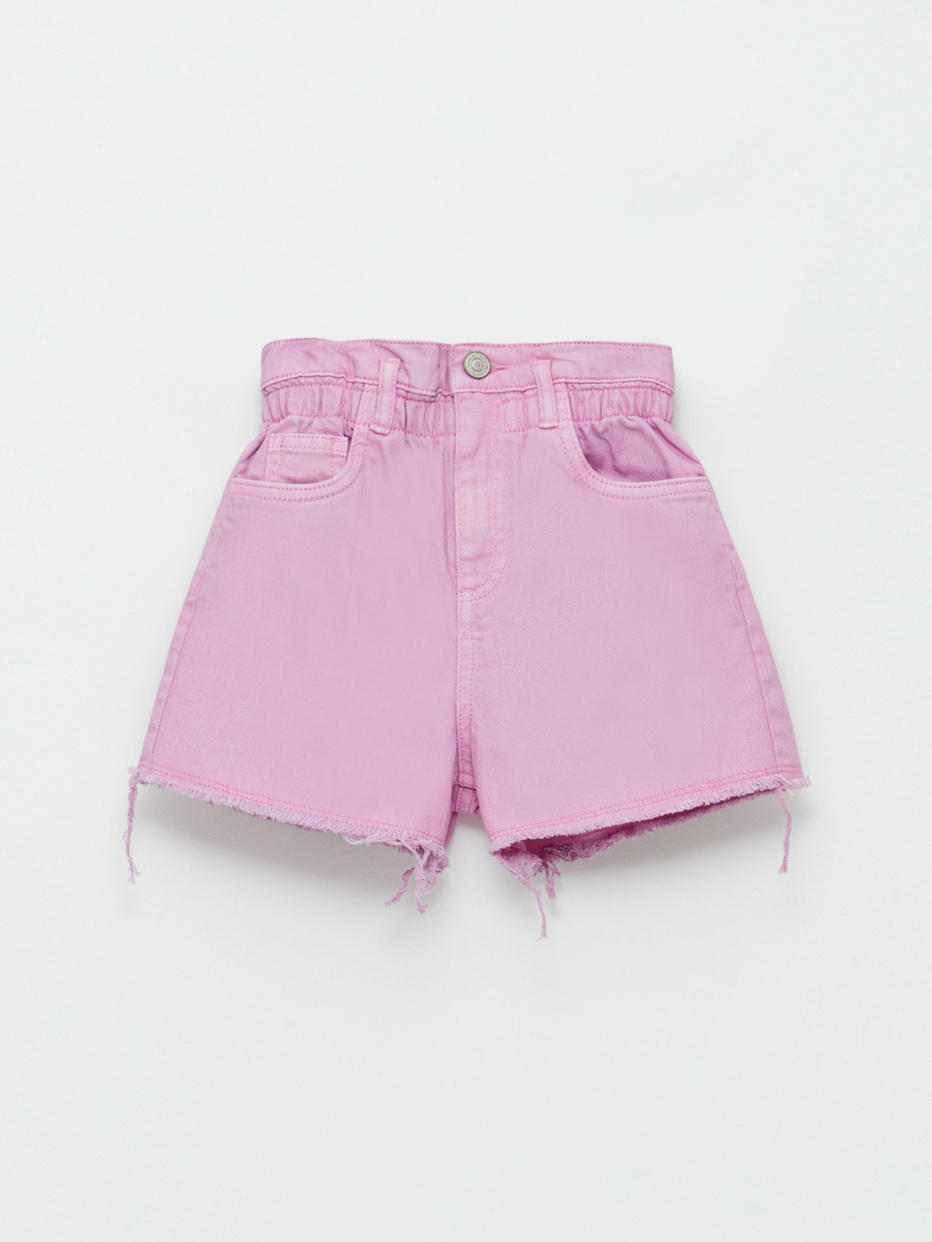 Джинсовые шорты с присборенной талией для девочек, фото - 1