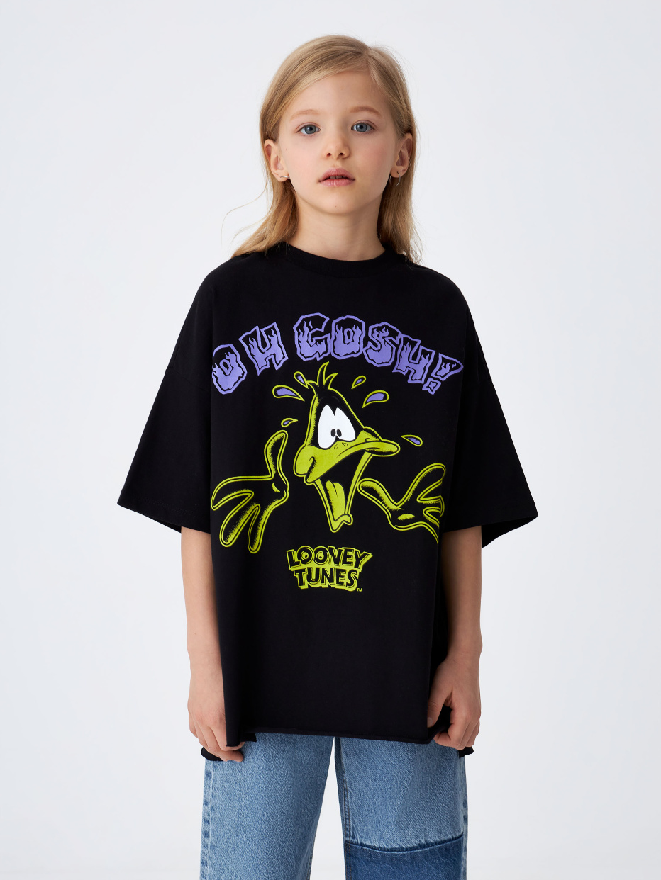 Укороченная футболка с принтом Looney Tunes для девочек, фото - 1