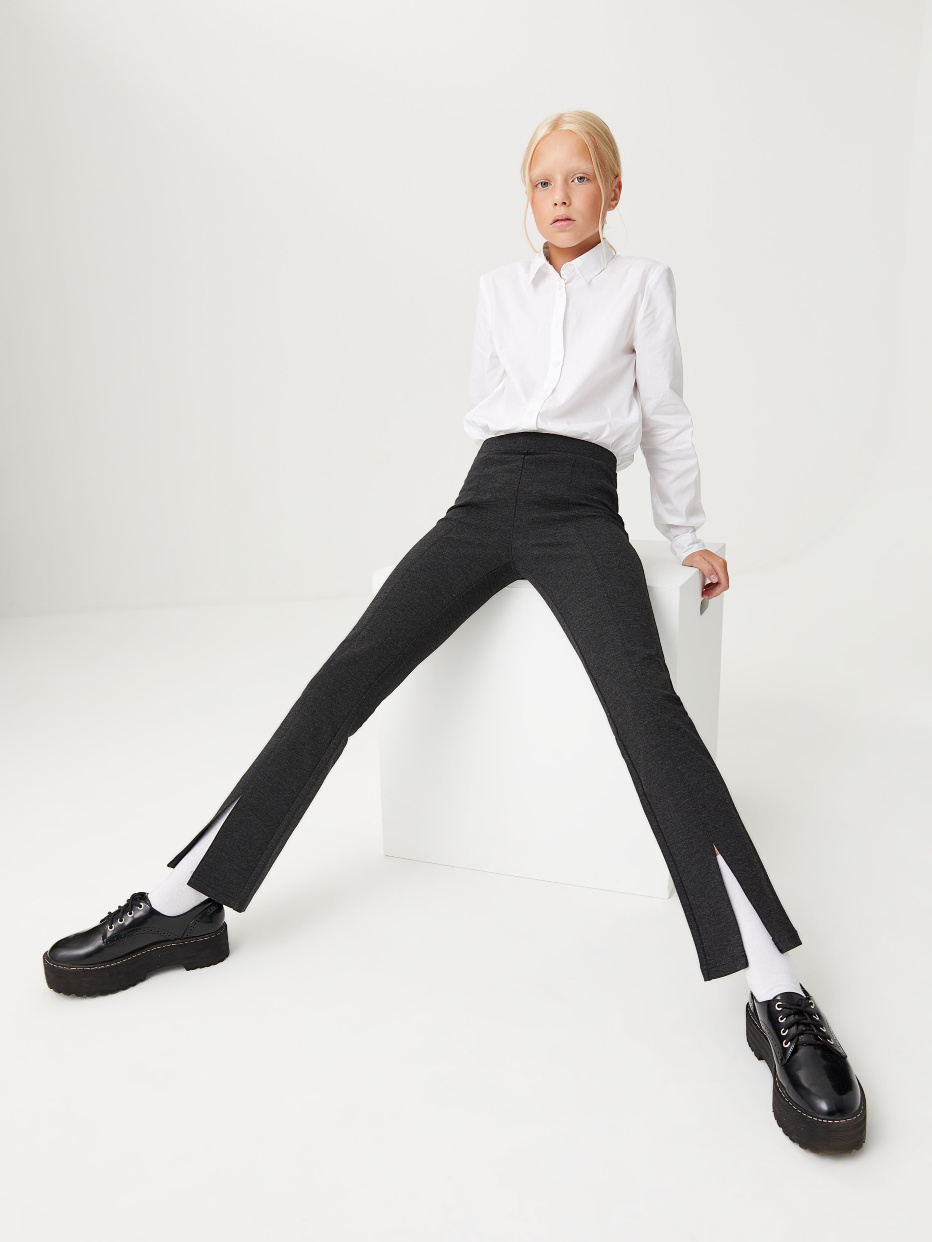 Трикотажные брюки с разрезами для девочек, фото - 1