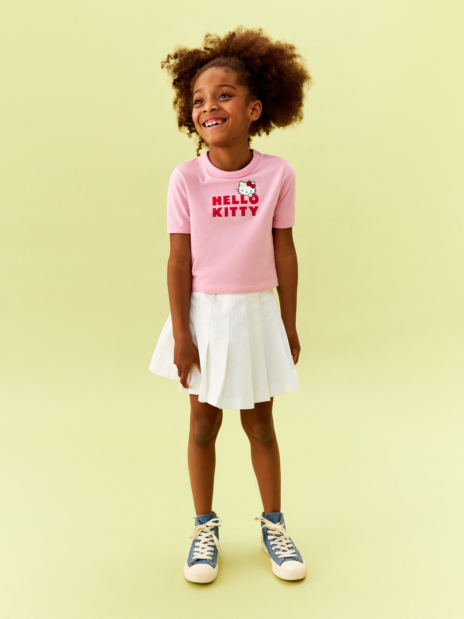 Укороченная футболка с принтом Hello Kitty and Friends для девочек, фото - 2