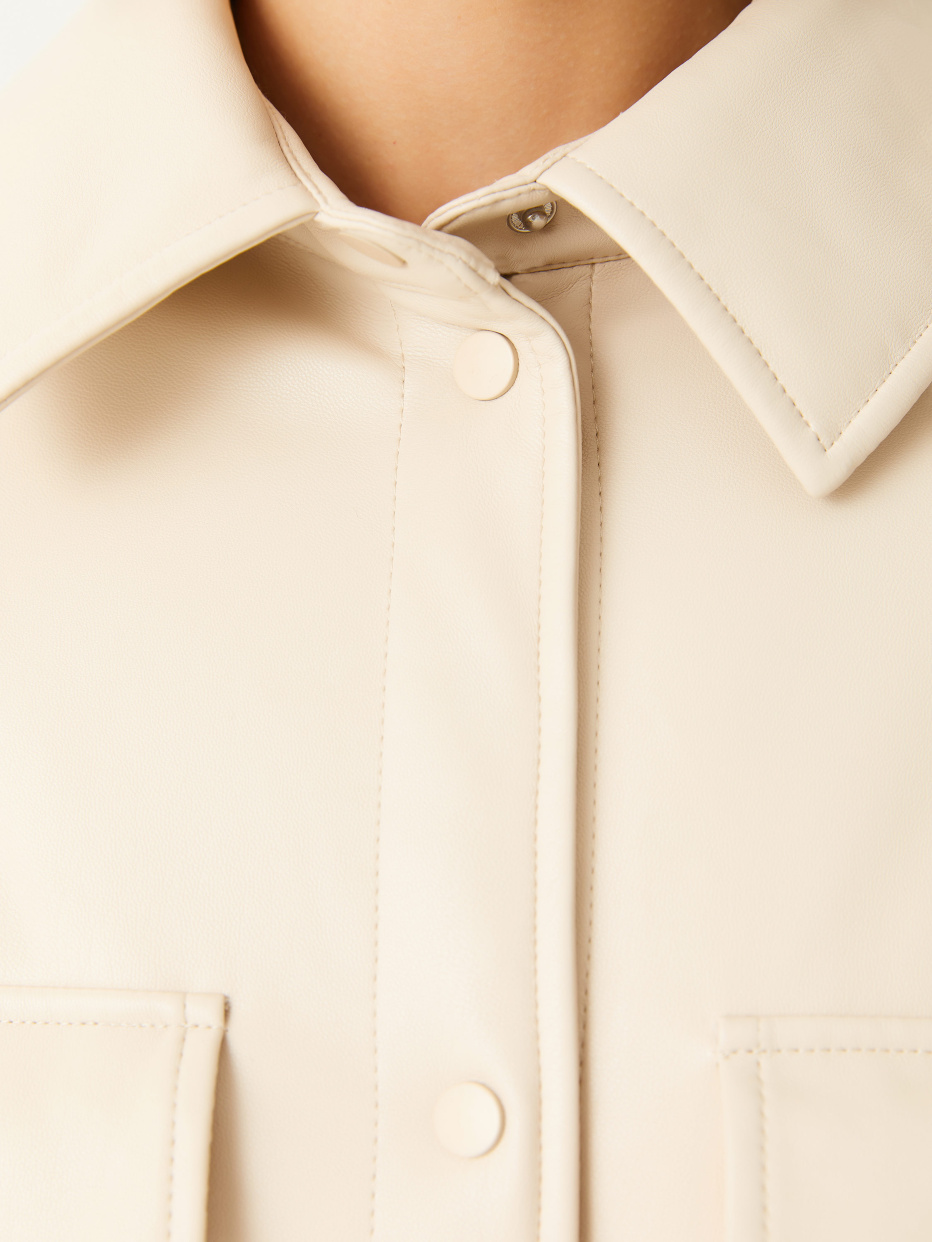 Удлиненная куртка-рубашка из экокожи, фото - 4