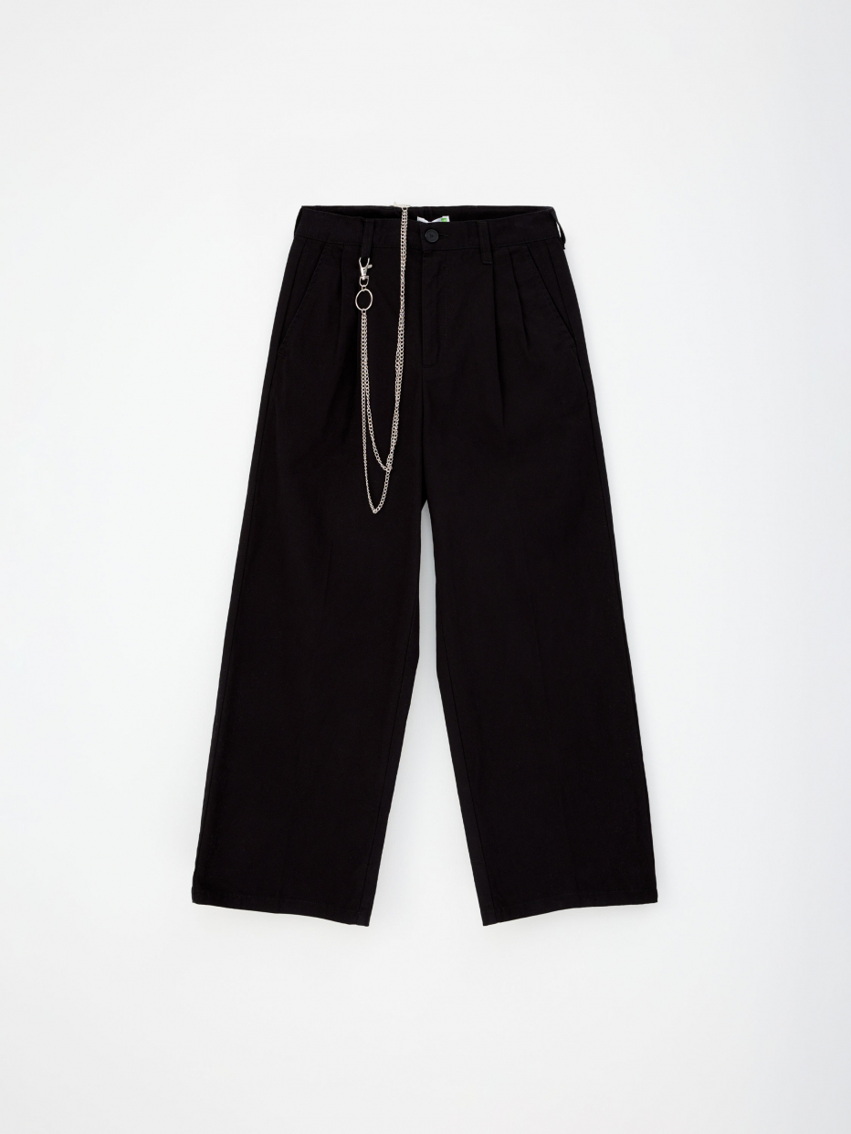 Черные широкие брюки с цепочкой для мальчиков, фото - 3