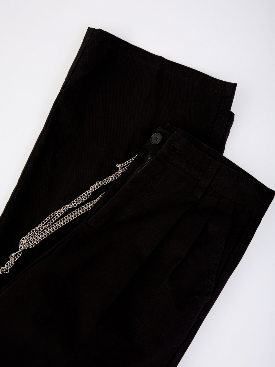 Черные широкие брюки с цепочкой для мальчиков, фото - 4