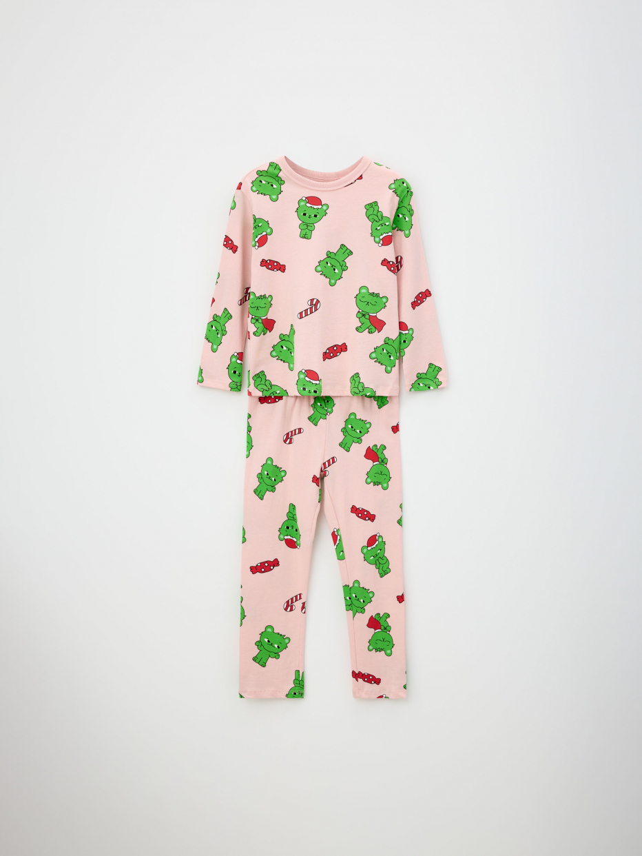 Пижама с новогодним принтом Вигге для девочек, фото - 2