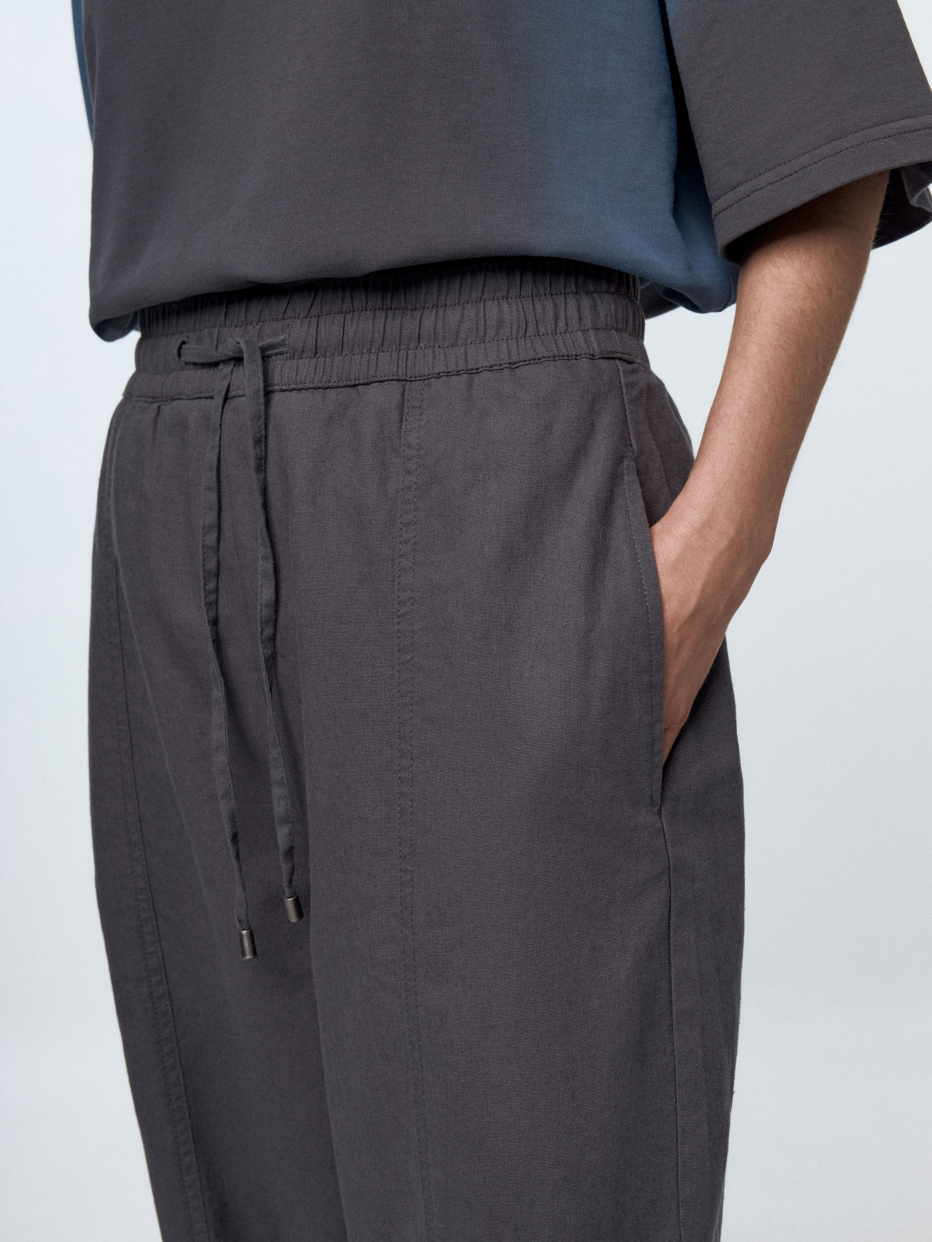 Укороченные брюки из смесового льна, фото - 2
