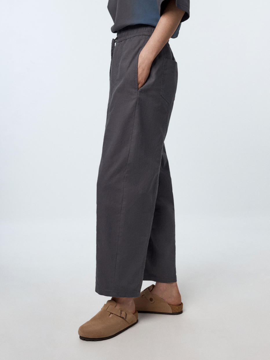 Укороченные брюки из смесового льна, фото - 4