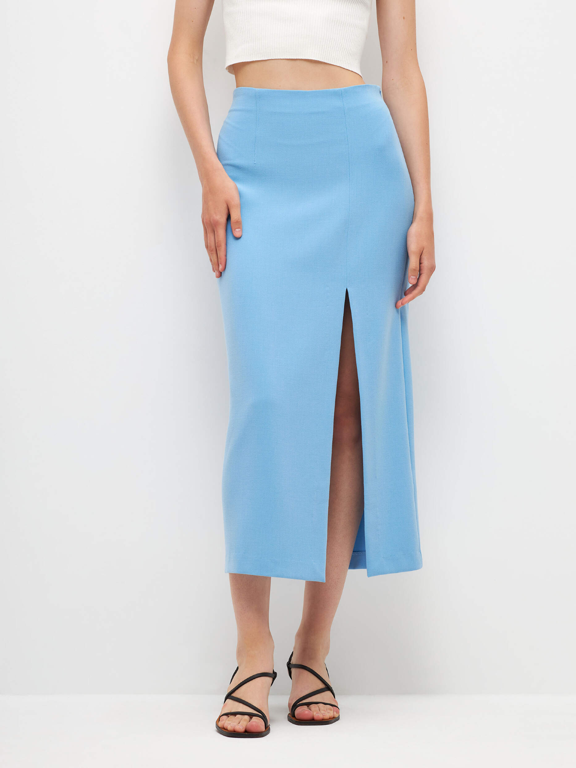 Юбка-карандаш с разрезом цвет: синий, артикул: 2808011901 – купить в ...